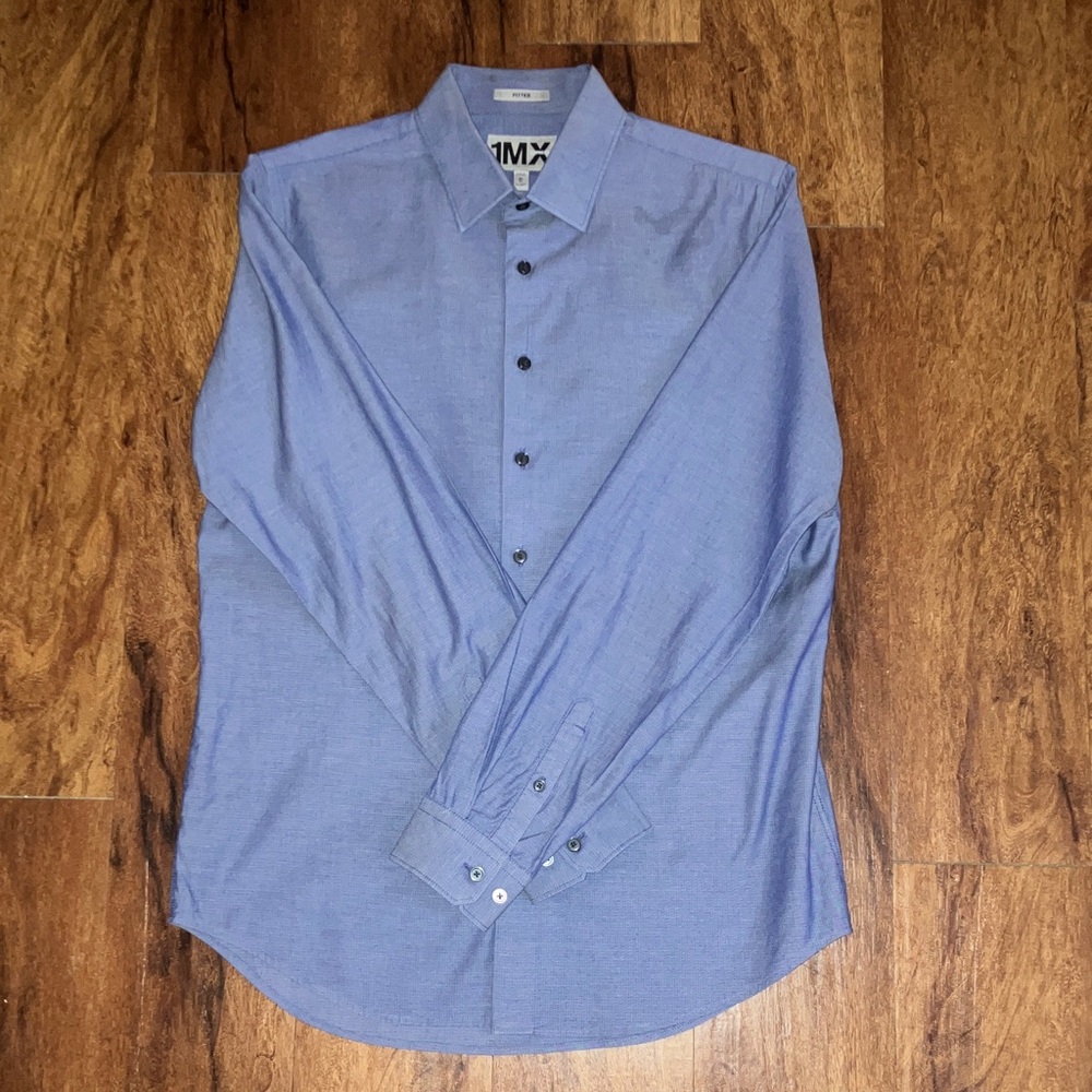 Express Men's Casual Blue Button-Down Shirt